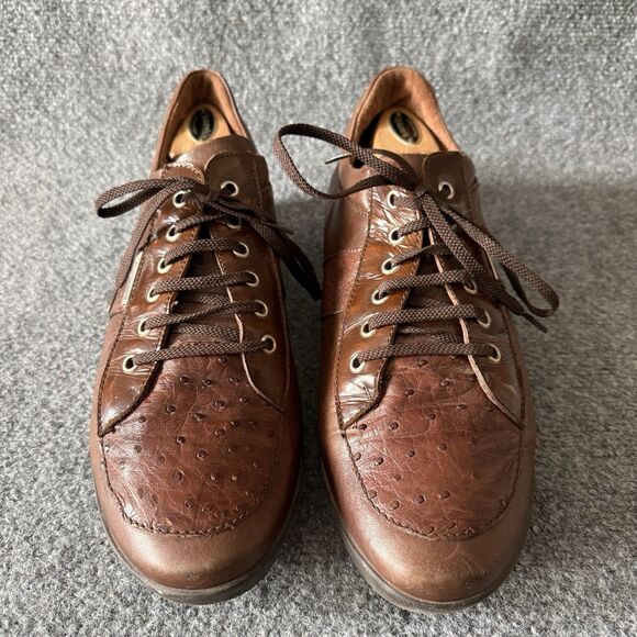 Franco Sarto Men\'s Brown Leather Ostrich Print Lace-Up Sneakers US 12.5 67576A main image 9
